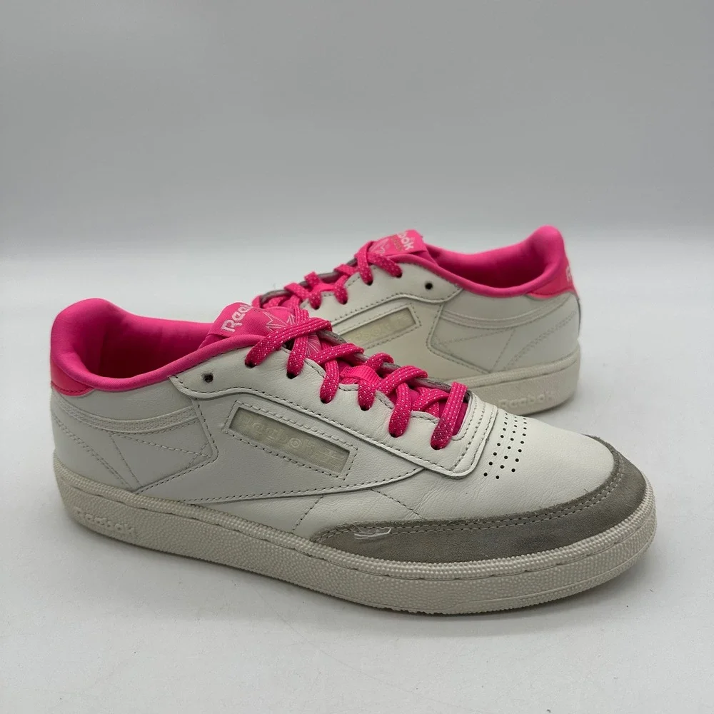 Reebok H05864 Womens Size 8.5 Club C 85 White Pink Grey Suede‎ Casual Shoes